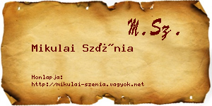Mikulai Szénia névjegykártya